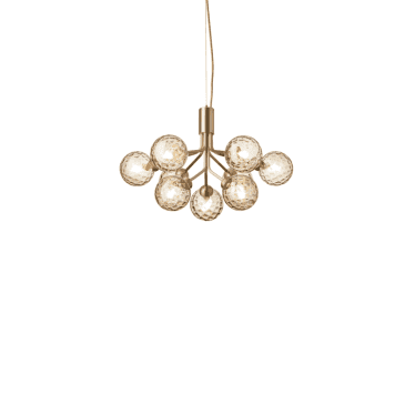 Apiales 9 Light Chandelier - Brushed Brass & Optic Gold Glass