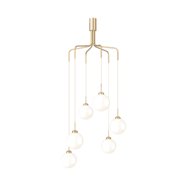 Apiales Cluster 6 Light Chandelier - Brushed Brass & Opal Glass