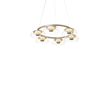 Blossi 6 Light Chandelier - Nordic Gold & Clear Glass