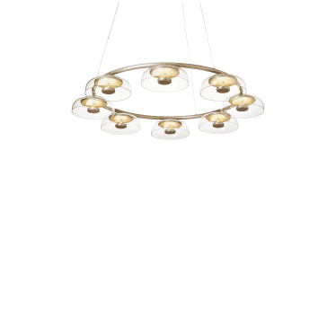 Blossi 8 Light Chandelier - Nordic Gold & Clear Glass