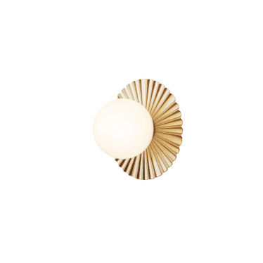 Liila Muuse Small IP44 Wall/Flush Light - Nordic Gold & Opal Glass