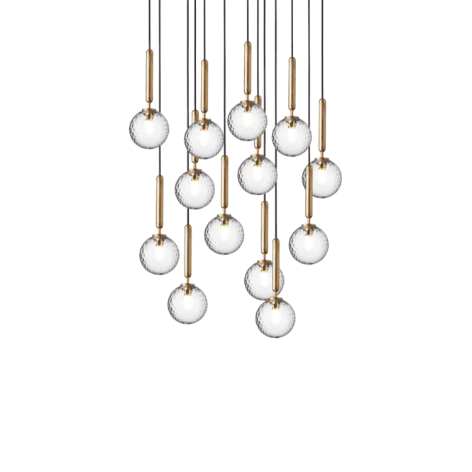 Nuura Nuura Miira 13 Light Chandelier - Brass & Optic Clear Glass