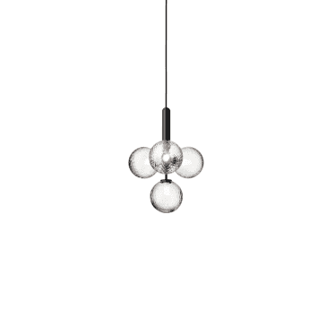 Miira 4 Light Chandelier - Rock Grey & Optic Glass