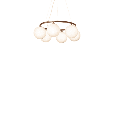 Miira 6 Light Circular Chandelier - Dark Bronze & Opal Glass