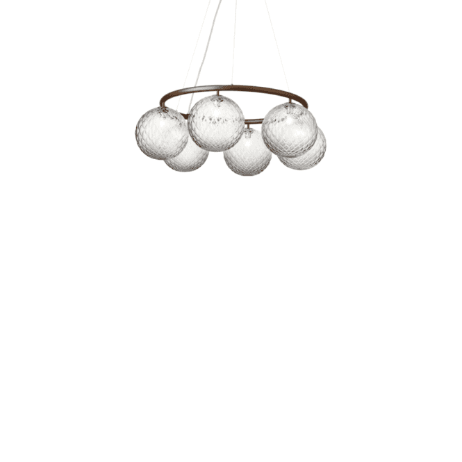 Nuura Nuura Miira 6 Light Circular Chandelier - Dark Bronze & Optic Clear Glass