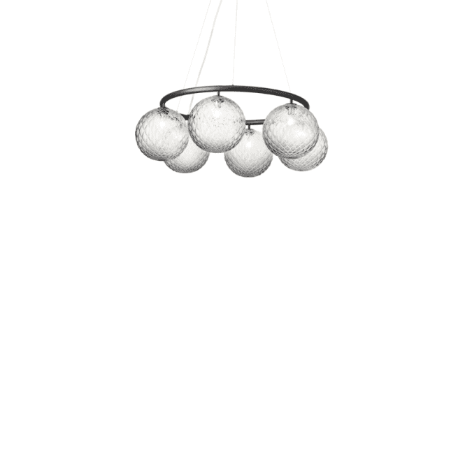 Nuura Nuura Miira 6 Light Circular Chandelier - Rock Grey & Optic Clear Glass