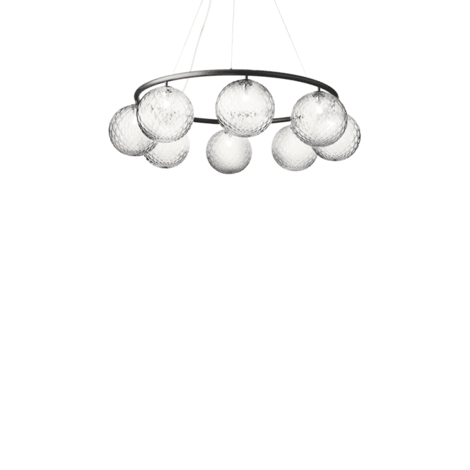 Nuura Nuura Miira 8 Light Circular Chandelier - Rock Grey & Optic Clear Glass