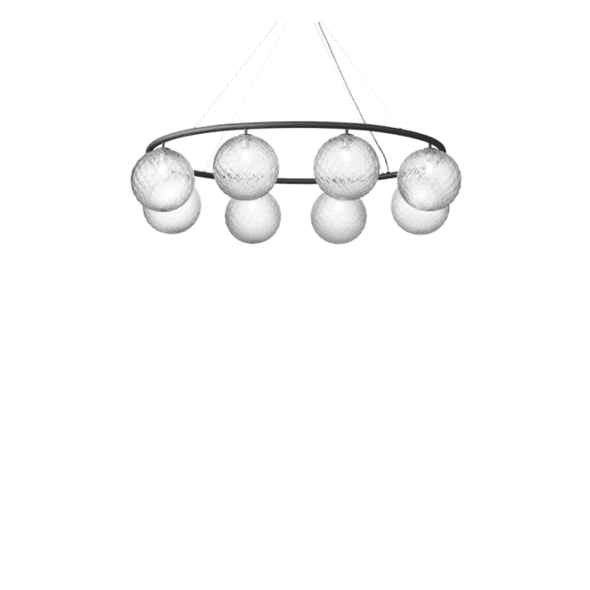 Nuura Nuura Miira 8 Light Oval Chandelier - Rock Grey & Optic Clear Glass