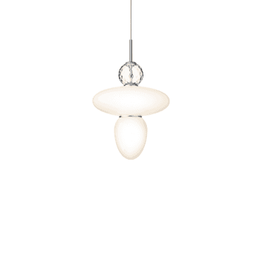 Rizzatto 43 Pendant - Satin Silver & Opal Glass