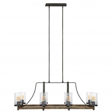 Angelo 8 Light Isle Chandelier - Distressed Weathered Oak & Slate Grey Metal