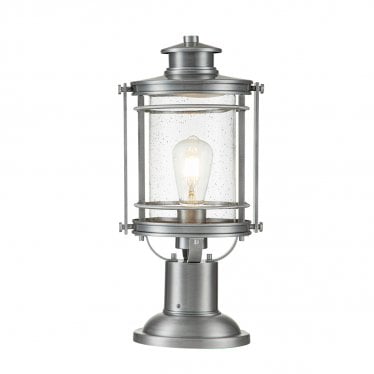 Booker Single Medium Pedestal Lantern - Aluminium