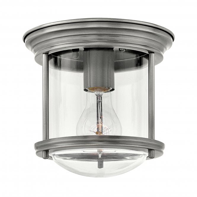 Quintiesse Quintiesse Hadrian Single Bathroom Flush Fitting - Clear Glass - Antique Nickel