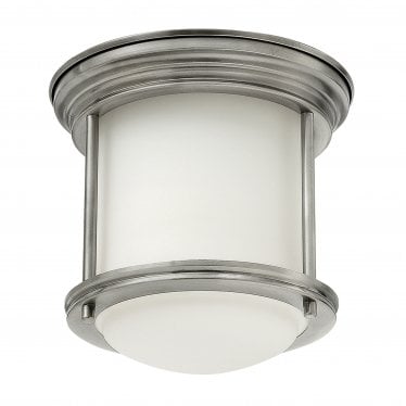 Hadrian Single Bathroom Flush Fitting - Opal Glass - Antique Nickel