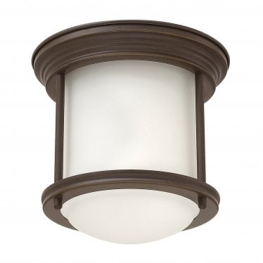 Hadrian Single Bathroom Flush Fitting - Opal Glass - Oil Rubbed Bronze