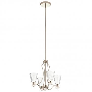 Kayva LED 9 Light 4 Arm Chandelier - Polished Nickel