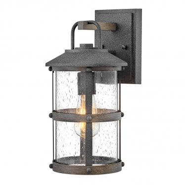 Lakehouse Single Small Wall Lantern - Aged Zinc with Driftwood Grey