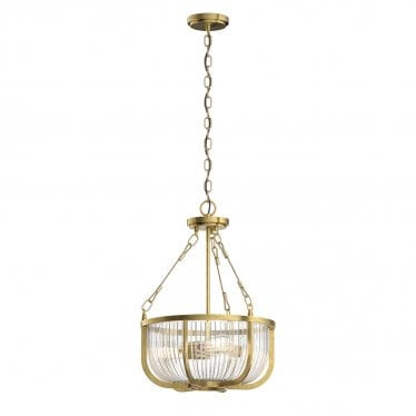 Roux 3 Light Pendant / Semi-Flush - Natural Brass