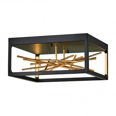 Styx LED Flush Fitting - Black & Gilded Gold