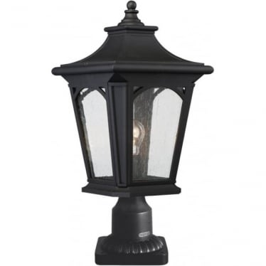 Bedford Single Medium Pedestal Lantern - Mystic Black