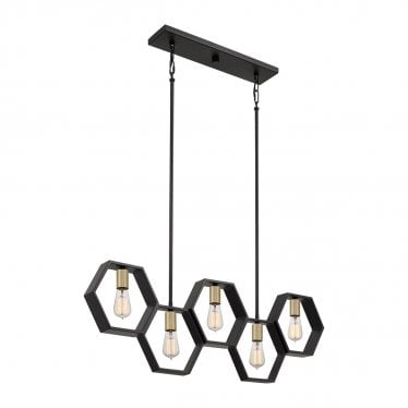 Bismarck 5 Light Linear Pendant - Earth Black