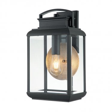 Byron Single Large Wall Lantern - Graphite with Pewter Reflector