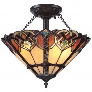 Cambridge 2 Light Large Semi-Flush Fitting - Vintage Bronze