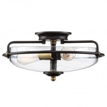 Griffin 3 Light Flush Fitting - Palladian Bronze & Weathered Brass