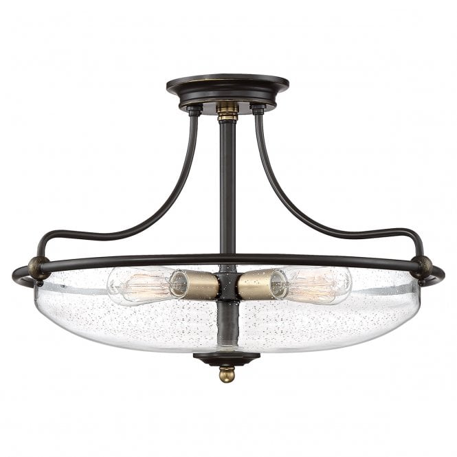 Quoizel Quoizel Griffin 3 Light Medium Semi-Flush Fitting - Palladian Bronze & Weathered Brass