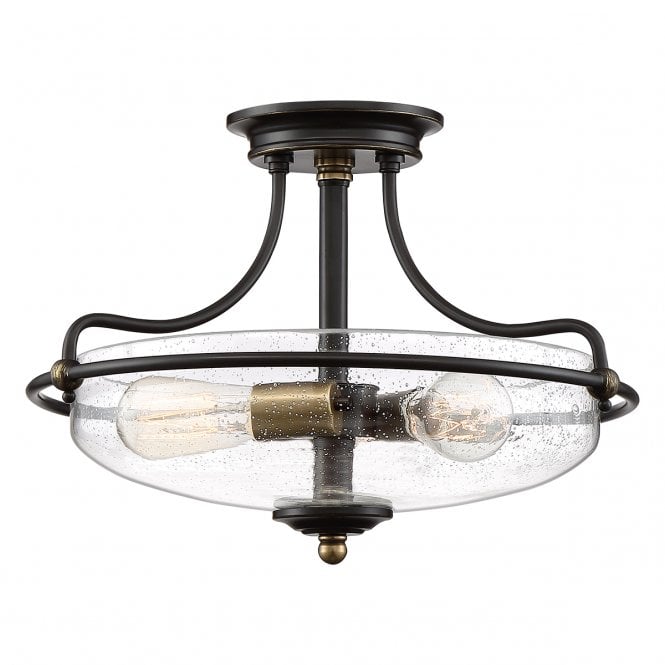 Quoizel Quoizel Griffin 3 Light Small Semi-Flush Fitting - Palladian Bronze & Weathered Brass