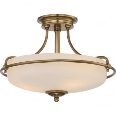 Griffin 3 Light Small Semi-Flush Fitting - Weathered Brass