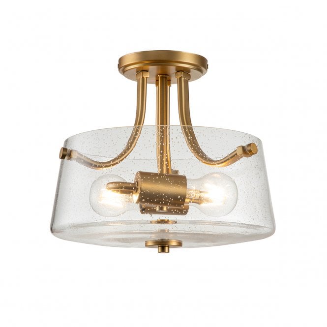 Quoizel Quoizel Hollister 2 Light Semi-Flush Fitting - Brushed Brass