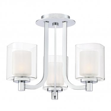 Kolt 3 Light Bathroom Semi-Flush Fitting - Polished Chrome