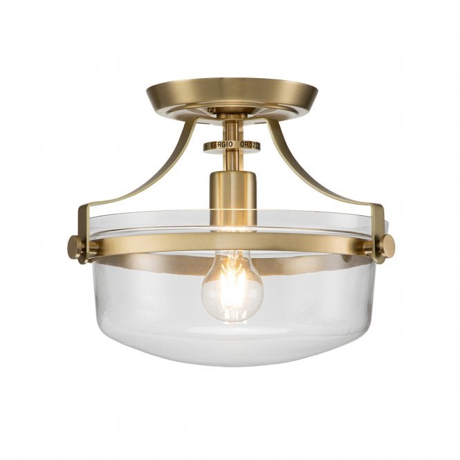 Quoizel Quoizel Penn Station Single Semi-Flush Fitting - Brushed Brass