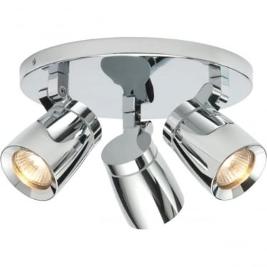 Knight 3 light round Ceiling Light IP44 - Chrome Finish