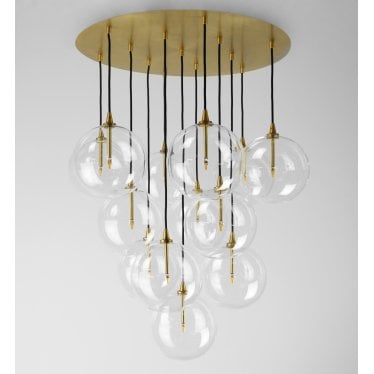 Cluster 13 Light Chandelier - Transparent Glass