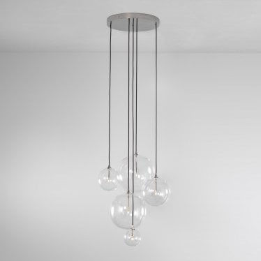 Cluster 5 Light Mix Chandelier - Transparent Glass