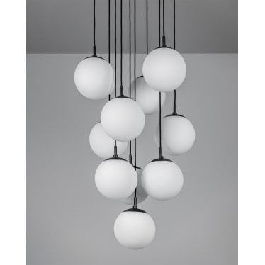 Globe Cluster 10 Light Chandelier - Opal Mat Glass