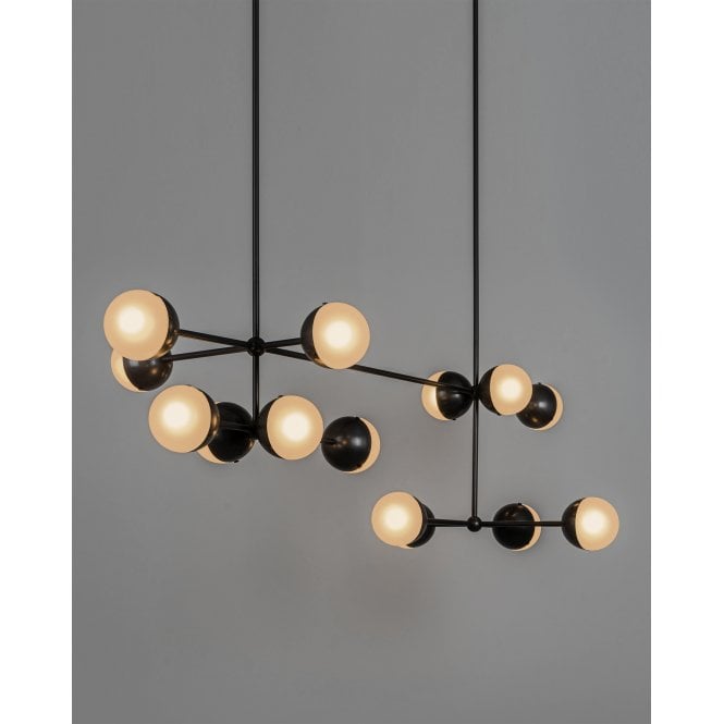 Schwung Schwung Molecule Linear 14 Light Chandelier - Frosted Glass