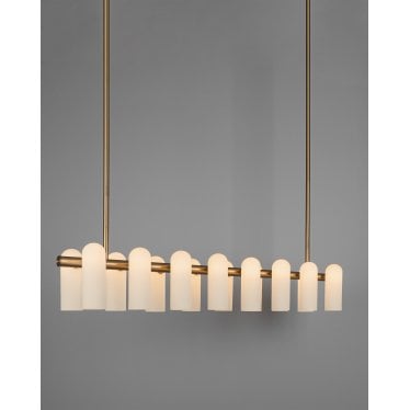 Odyssey Linear Large 16 Light Chandelier - Opal Mat Glass