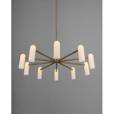 Odyssey Round Large 10 Light Chandelier - Opal Mat Glass