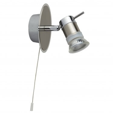 Aries LED IP44 Chrome - Satin Silver Wall Spotlight, Adjustable