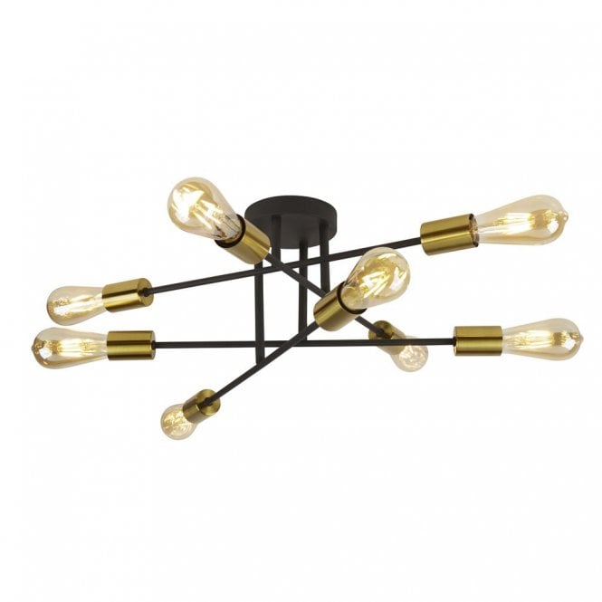 Searchlight Lighting Searchlight Lighting Armstrong 8 Light Ceiling Light - Black & Satin Brass