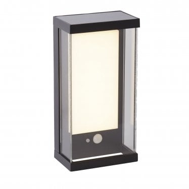 Arundel Solar Outdoor Wall Light with PIR - Black & White Polycarbonate