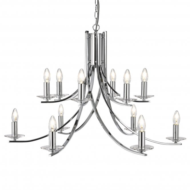 Searchlight Lighting Searchlight Lighting Ascona 12 Light Pendant - Chrome & Clear Glass Sconces