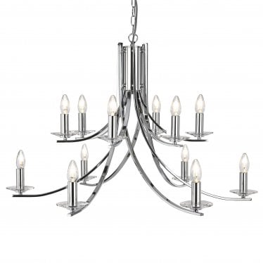 Ascona 12 Light Pendant - Chrome & Clear Glass Sconces