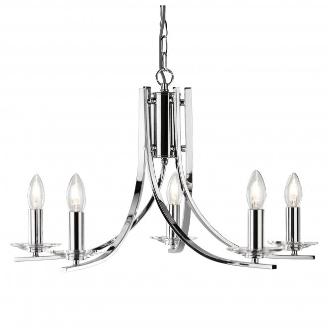 Searchlight Lighting Searchlight Lighting Ascona Chrome 5 Light Pendant Fitting With Clear Glass Sconces