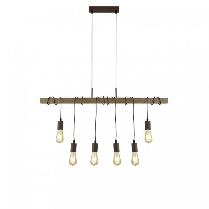 Searchlight Lighting Searchlight Lighting Barn 6 Light Pendant - Black & Wood