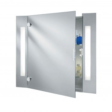 Bathroom Mirror Light - Illuminated Mirror Glass Cabinet - 2 Light Shaver Socket IP44