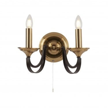 Belfry 2 Light Wall Fitting - Dark Bronze & Brown