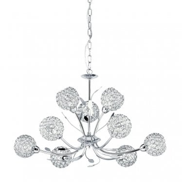 Bellis II 9 Light Pendant - Chrome & Clear Glass